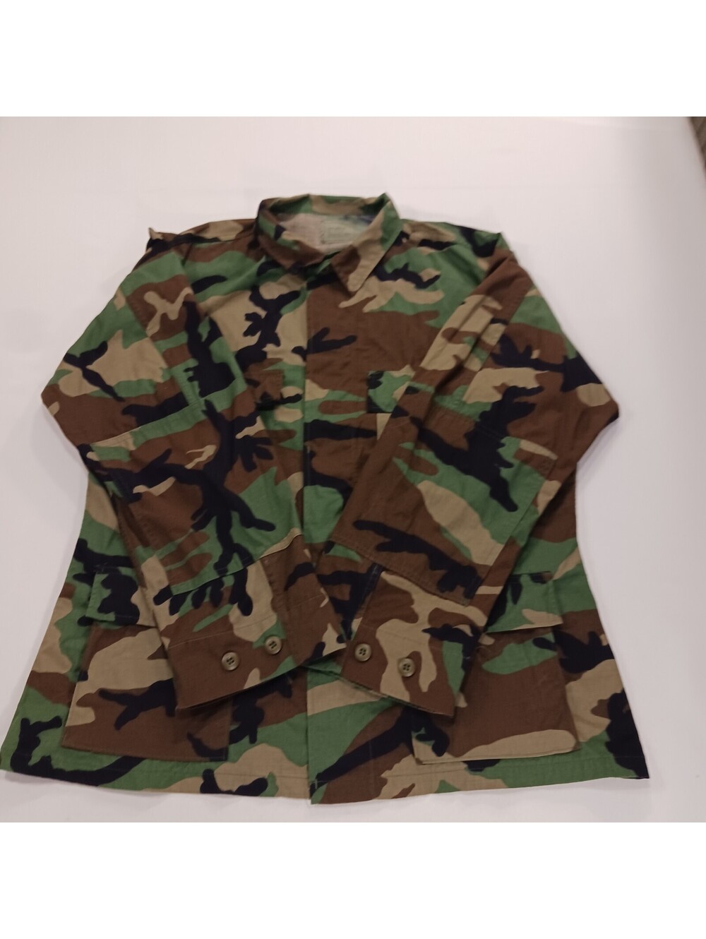 US ARMY BDU Regular Weather Woodland Camo Combat Coat Sz Large 8415-01-390-8550